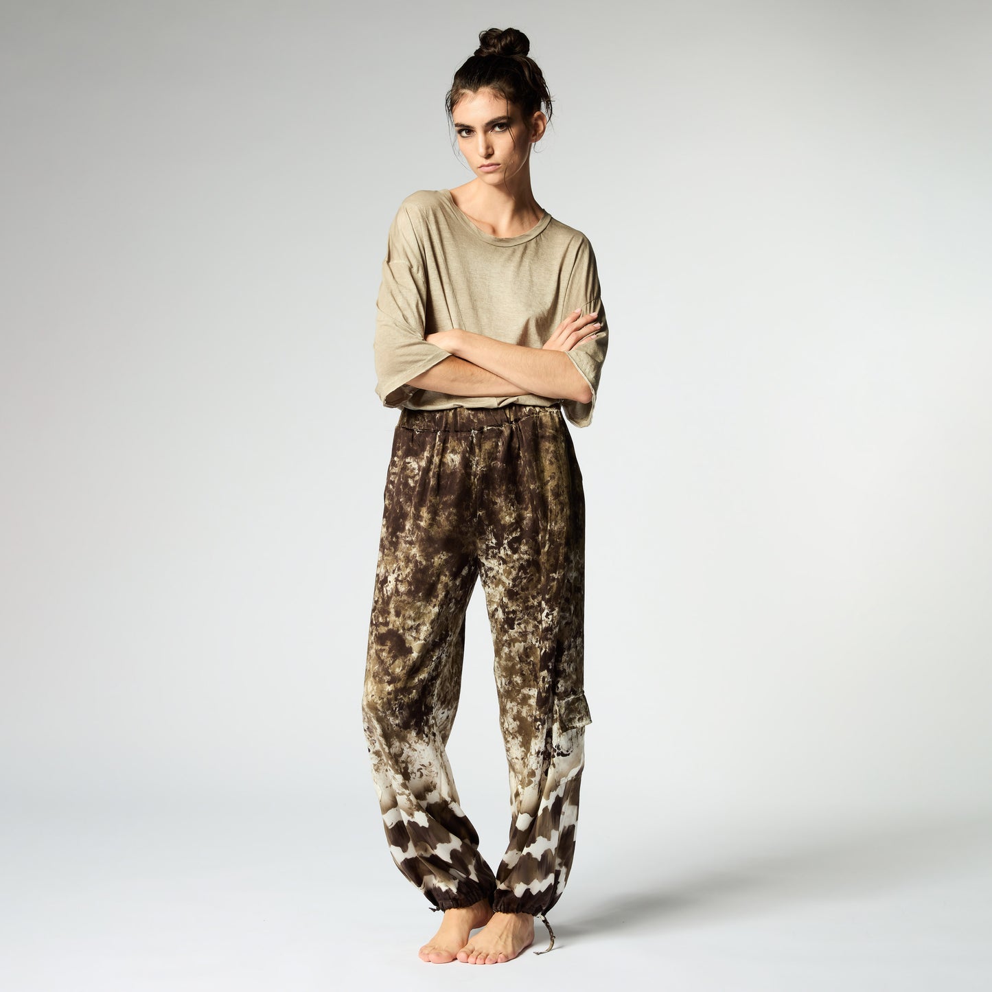 Batik Camo Effect Silk Pants