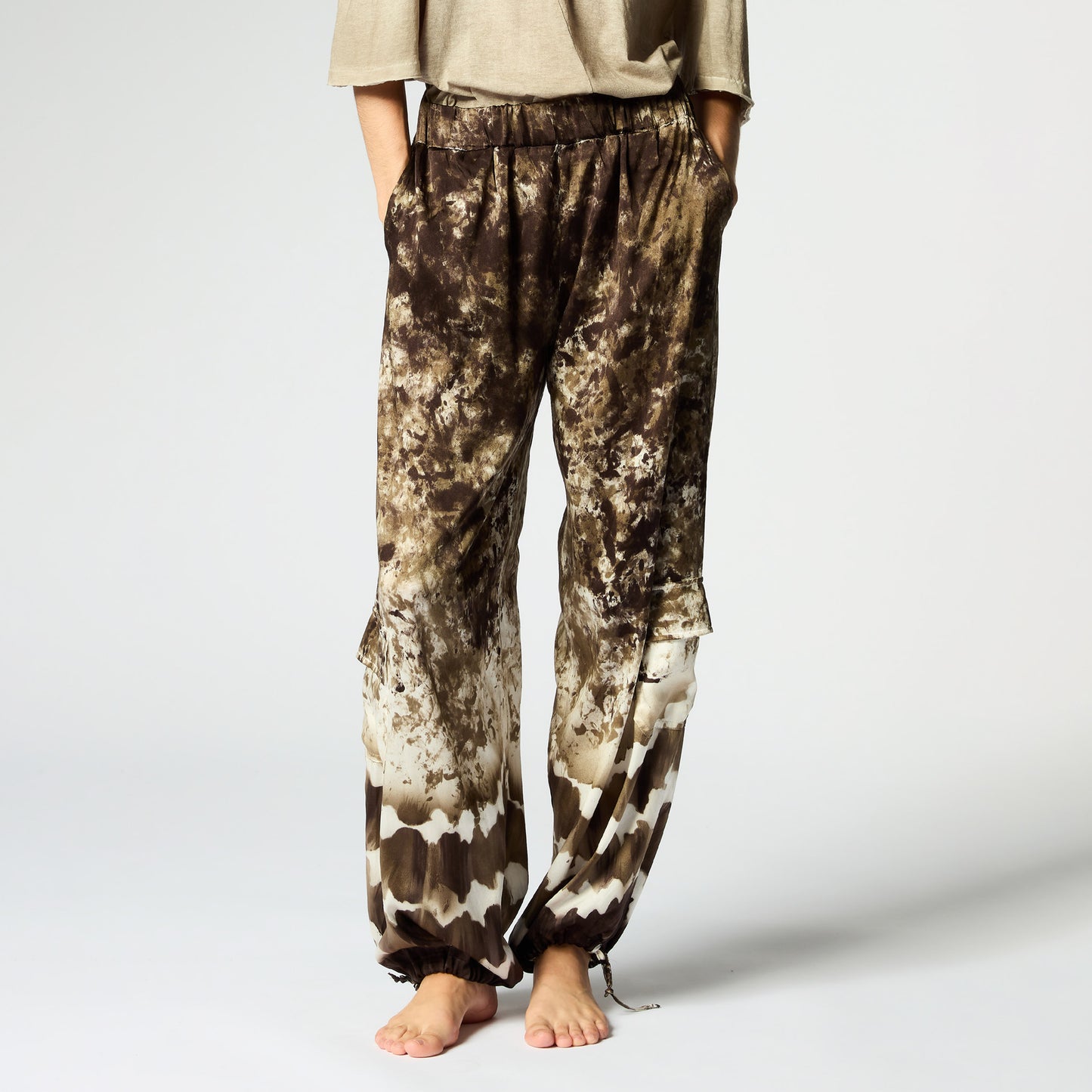 Batik Camo Effect Silk Pants