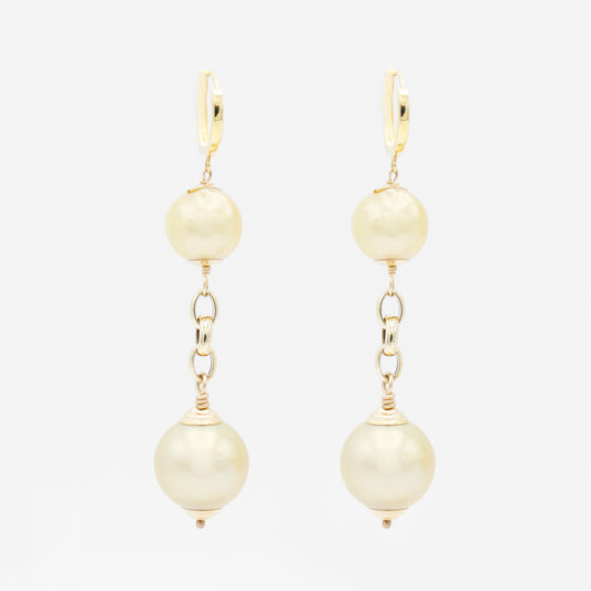 South Sea Pearl and 14k Gold Earrings