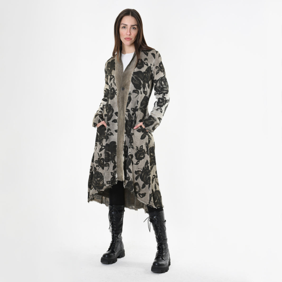 Reversible Corduroy and Floral Satin Coat