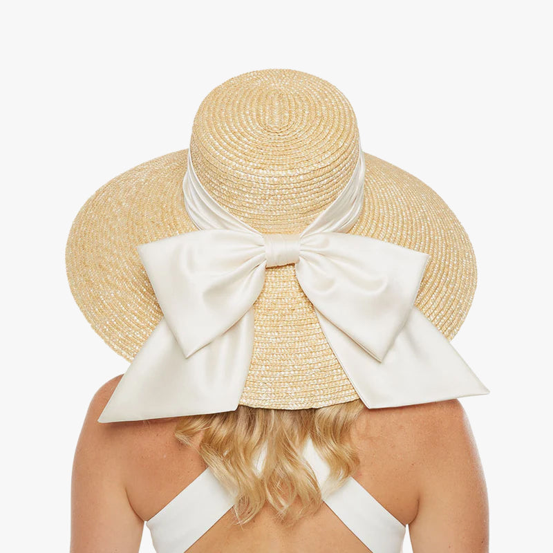 Mirabel Hat with Cream Satin Bow