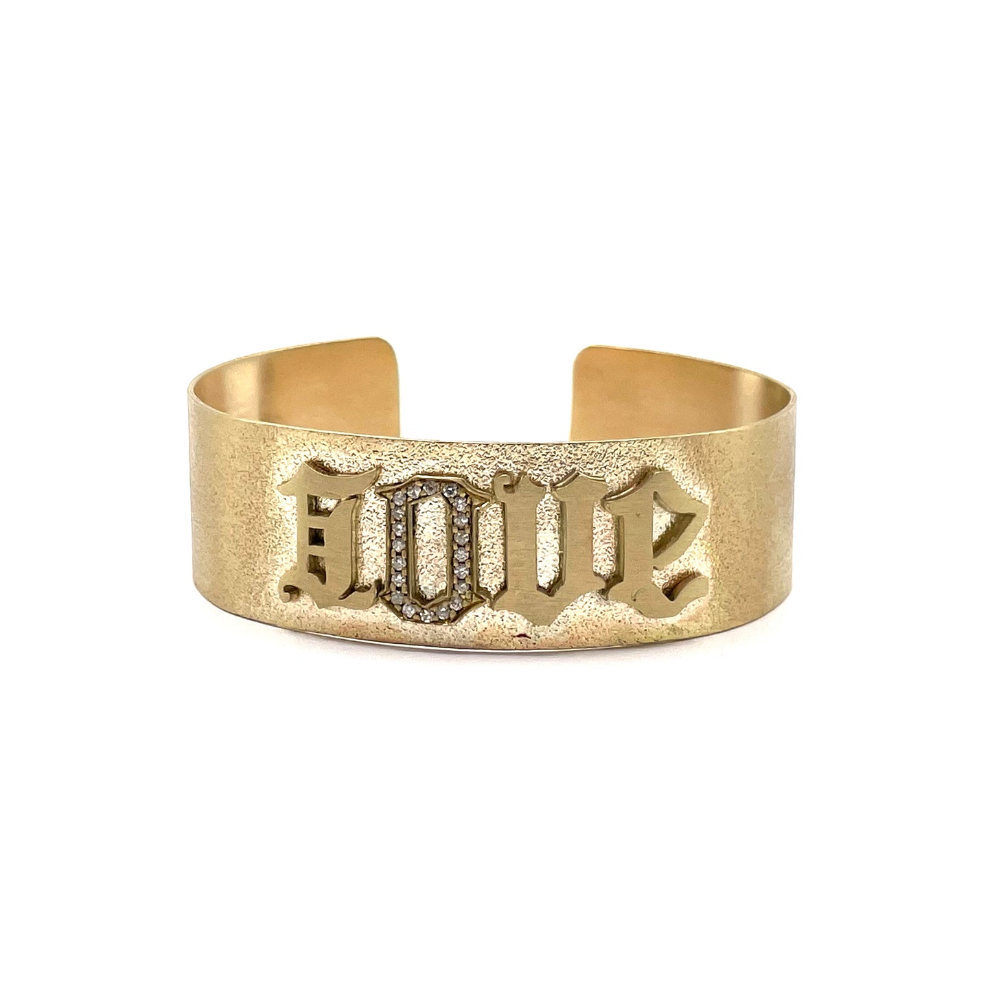 10K Gold and Diamonds 'Love' Cuff